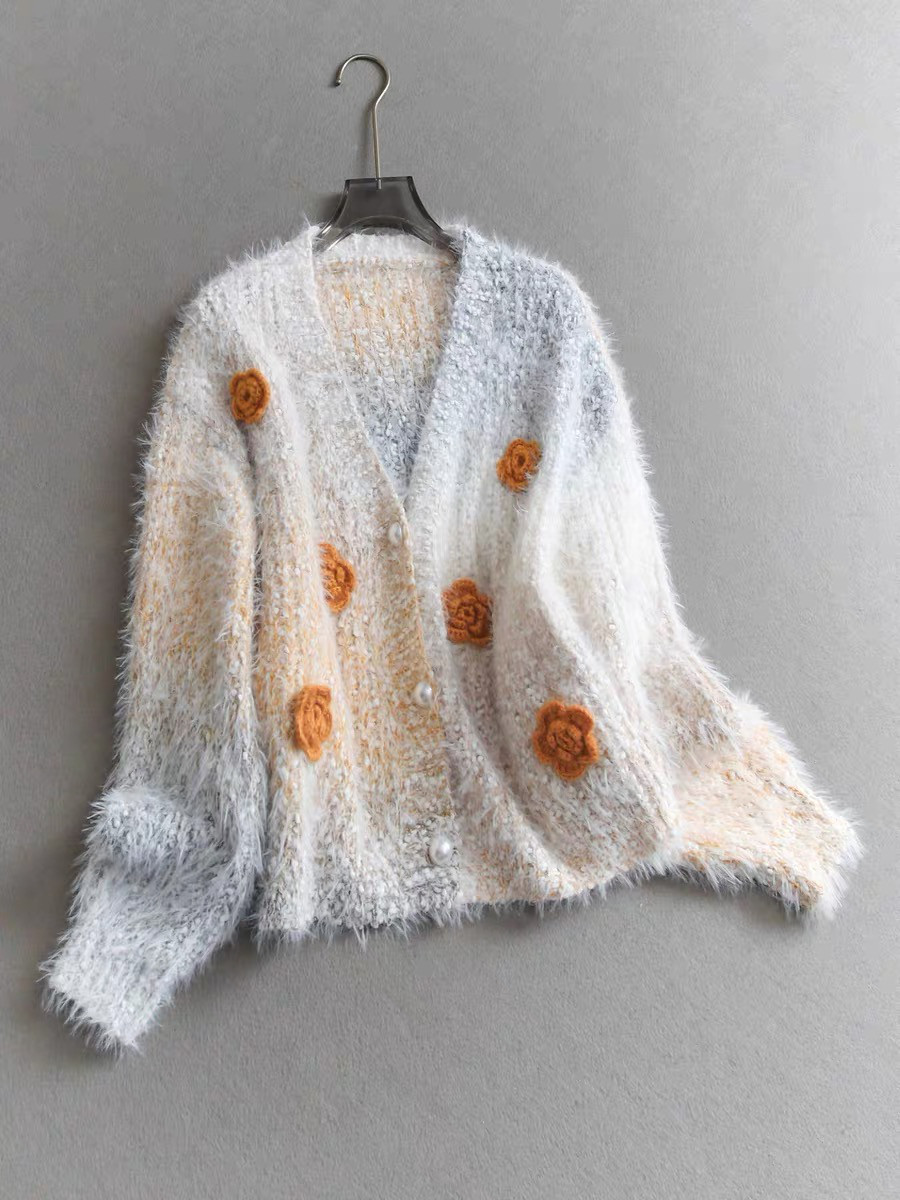 秋冬  ニットカーディガン     レディース    長袖