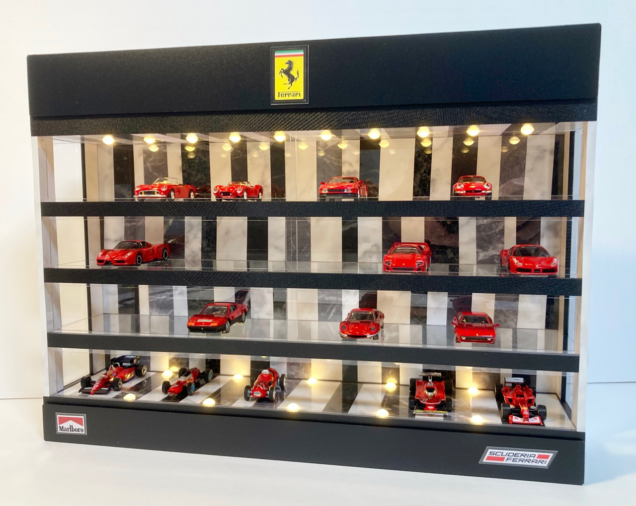 1/64展示40台！可能・ランダム大理石・4層式ディスプレーBOX / LED照明