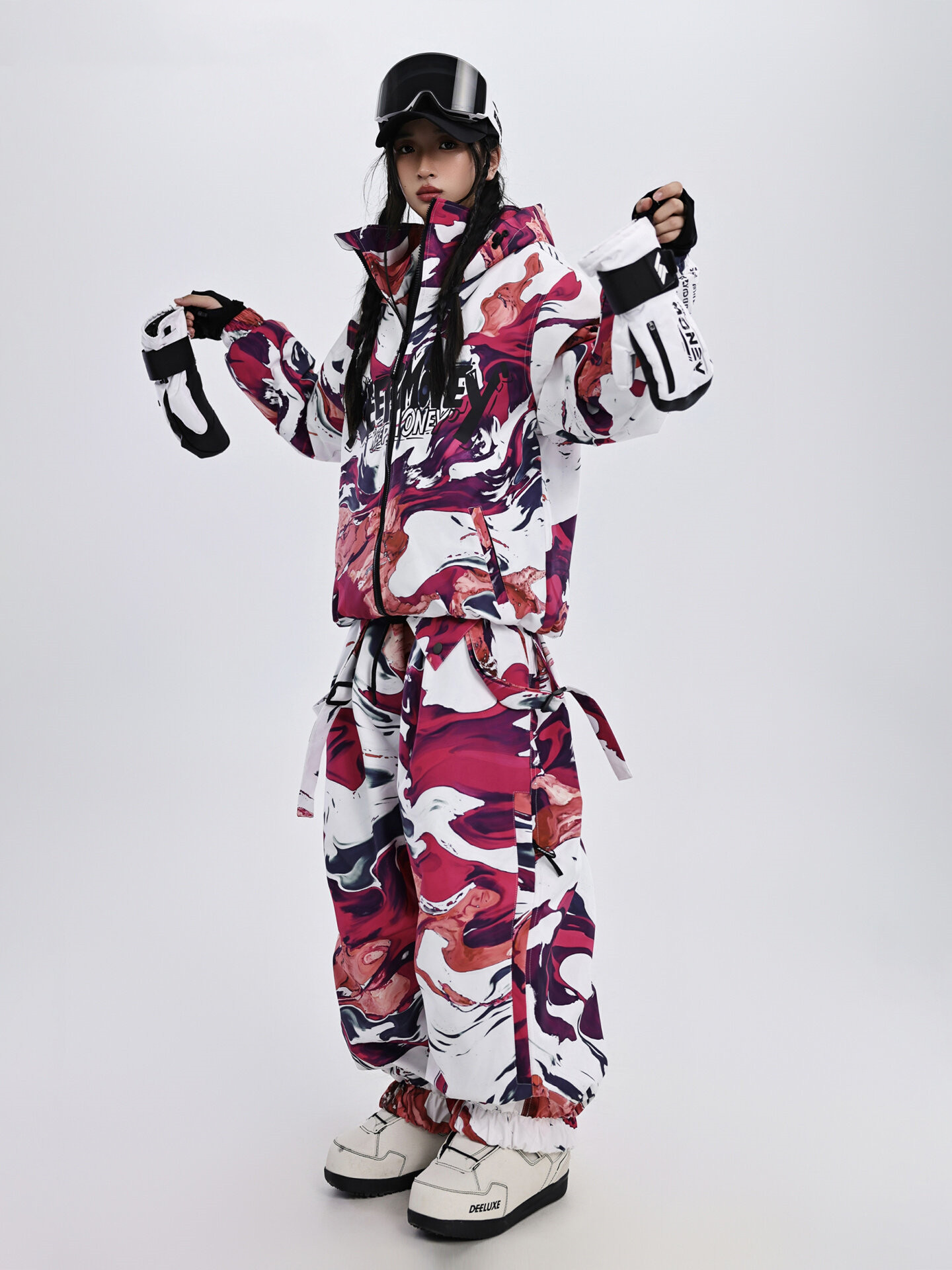 2026 スノボウェア 上下セット 迷彩 ピンク 緑 撥水 防寒 レディース メンズ ジャケット パンツ SK132