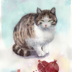 水彩アート「雨のパリ Ⅰ」1点物、手書き真筆。送料無料。 絵画