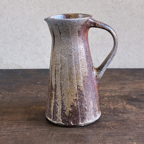 穴窯焼締 把手付き花入｜薪窯｜陶器｜一点もの 一輪挿し・花瓶・花器