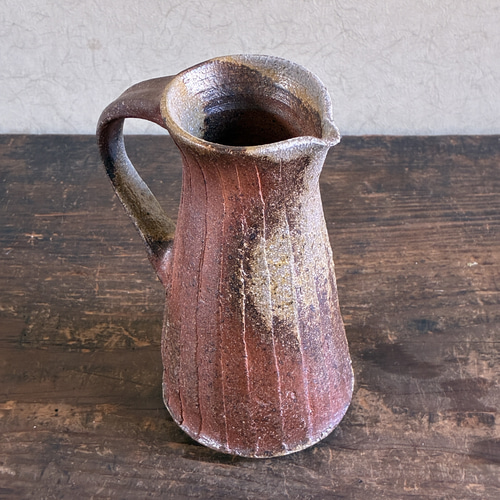 穴窯焼締 把手付き花入｜薪窯｜陶器｜一点もの 一輪挿し・花瓶・花器