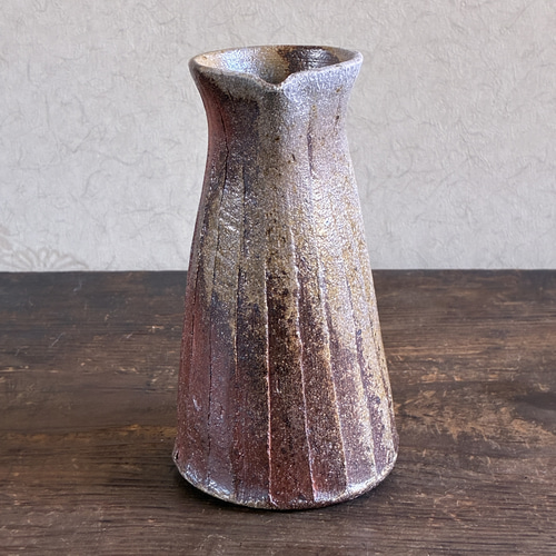 穴窯焼締 把手付き花入｜薪窯｜陶器｜一点もの 一輪挿し・花瓶・花器