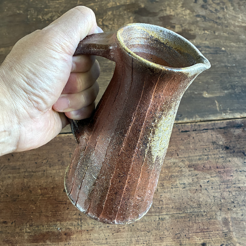 穴窯焼締 把手付き花入｜薪窯｜陶器｜一点もの 一輪挿し・花瓶・花器