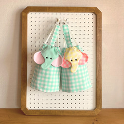 サイズが選べる テディベア柄 × 斜めチェック 上履き袋 上履き入れ サイズが選べる テディベア柄 × 斜めチェック 上履き袋 上履き入れ