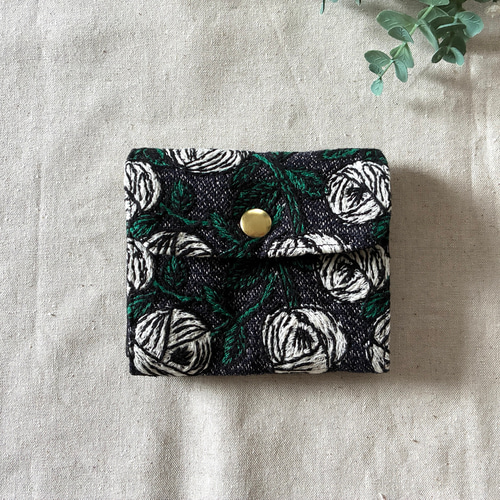 ミナペルホネン rosy ネイビー 二つ折り財布 ミニ財布 コインケース 二