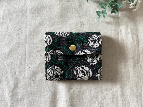 ミナペルホネン rosy ネイビー 二つ折り財布 ミニ財布 コインケース 二