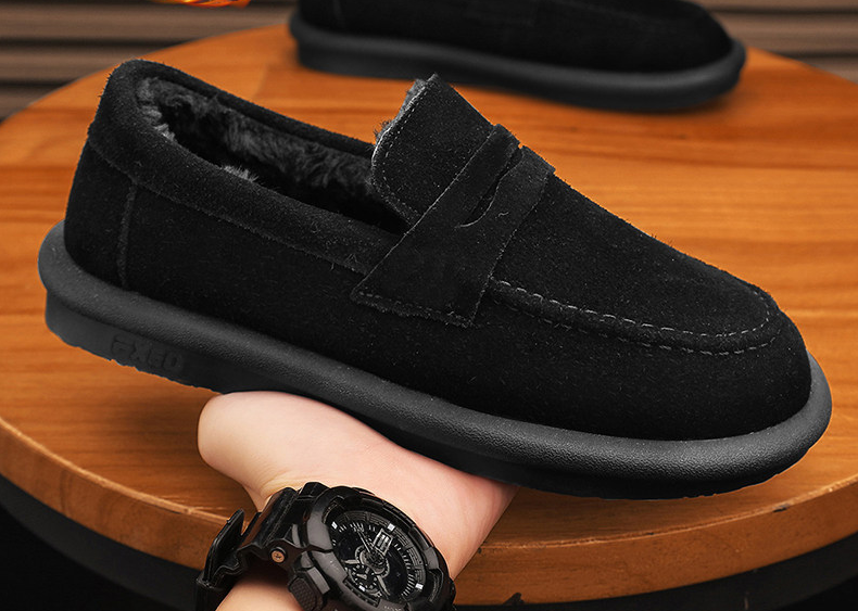 メンズ 冬新作 スノーブーツ ファー一体型 裏起毛厚手 防寒 ワンポイントイン カジュアル潮鞋