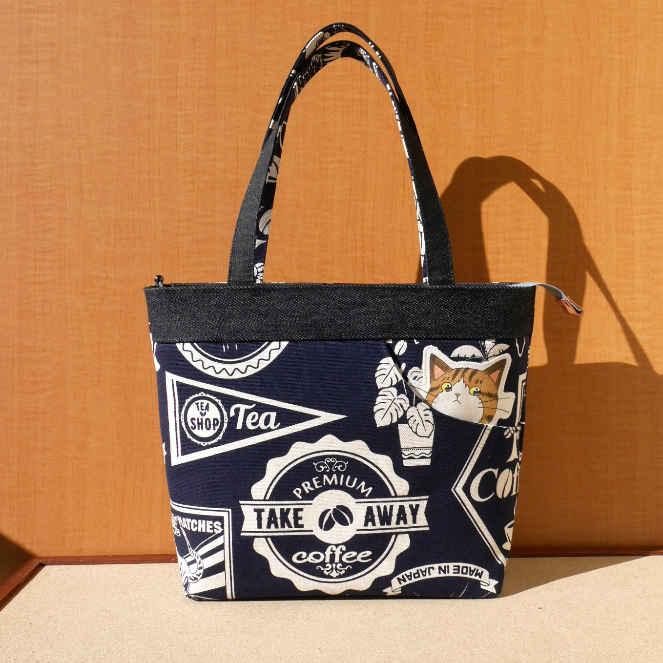 帆布　トートバッグ　M　ファスナー付き