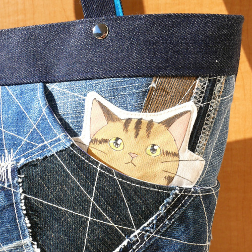 【まんまるトートバッグ(L)】デニムパッチ トートバッグ L デニムパッチ トートバッグ potu 通販 20272209