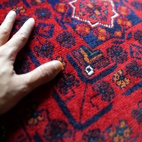 135×81cm アフガニスタン手織り絨毯 カールモハメディ ペルシャ絨毯