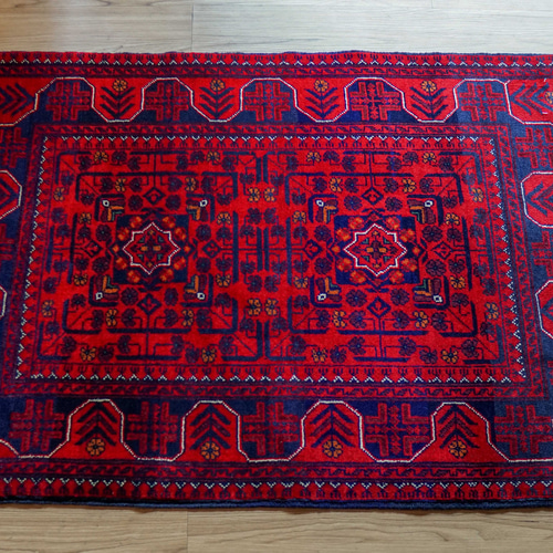 135×81cm アフガニスタン手織り絨毯 カールモハメディ ペルシャ絨毯