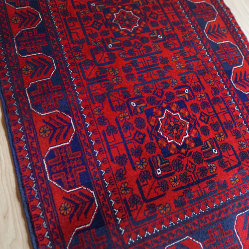 アフガニスタン絨毯　手織　コットン✖️ウール　パキスタン　ペルシャ　ヴィンテージ アフガニスタン絨毯 手織り コットン✖️ウール パキスタン ペルシャ