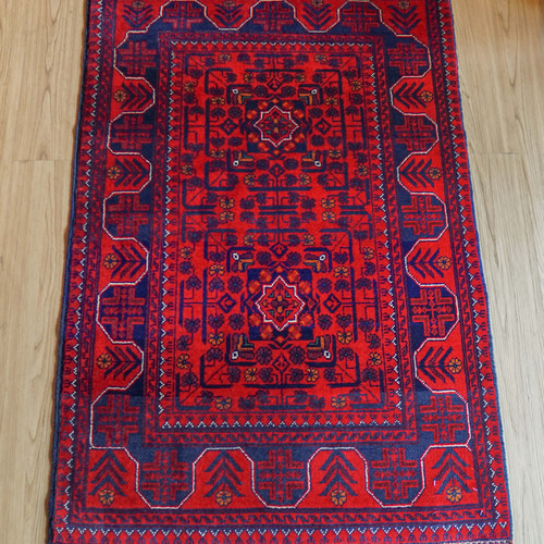 Y2745 アフガン絨毯 ウール100% 手織り ランナー 276×82㎝ Y2745