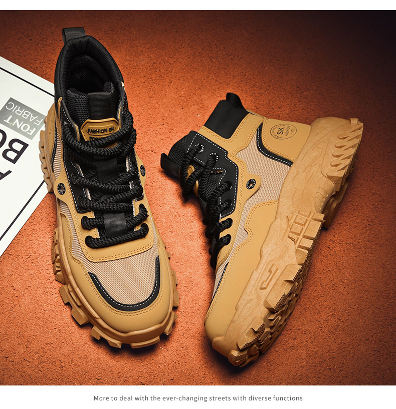 メンズ 冬 ハイカット ブリティッシュスタイル 裏起毛 保温 ワークブーツ アウトドア登山 厚底インナーヒール マーチン