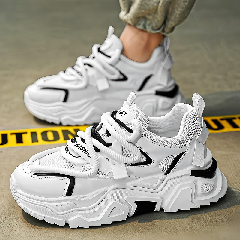 メンズ ジュニア 白ダッドスニーカー 厚底インヒール 内增高 スポーツランニング カジュアル インスタ人気 ホワイトスニ
