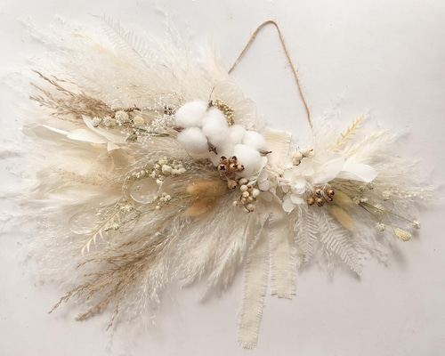 横長スワッグ ドライフラワー コットンフラワー パンパスグラス