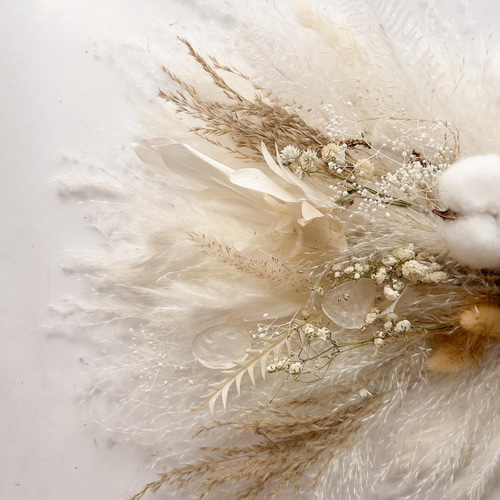 横長スワッグ ドライフラワー コットンフラワー パンパスグラス