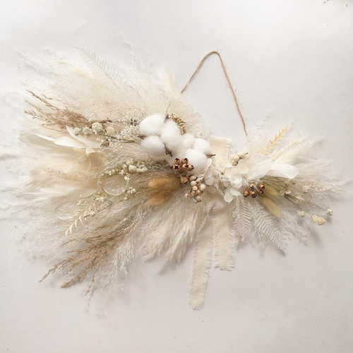 横長スワッグ ドライフラワー コットンフラワー パンパスグラス