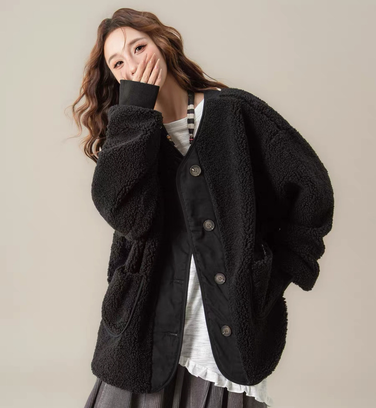 【冬支度新作】コート、レディース、 モコモコテディコート、厚手コート、秋冬コート、個性的、防寒対策