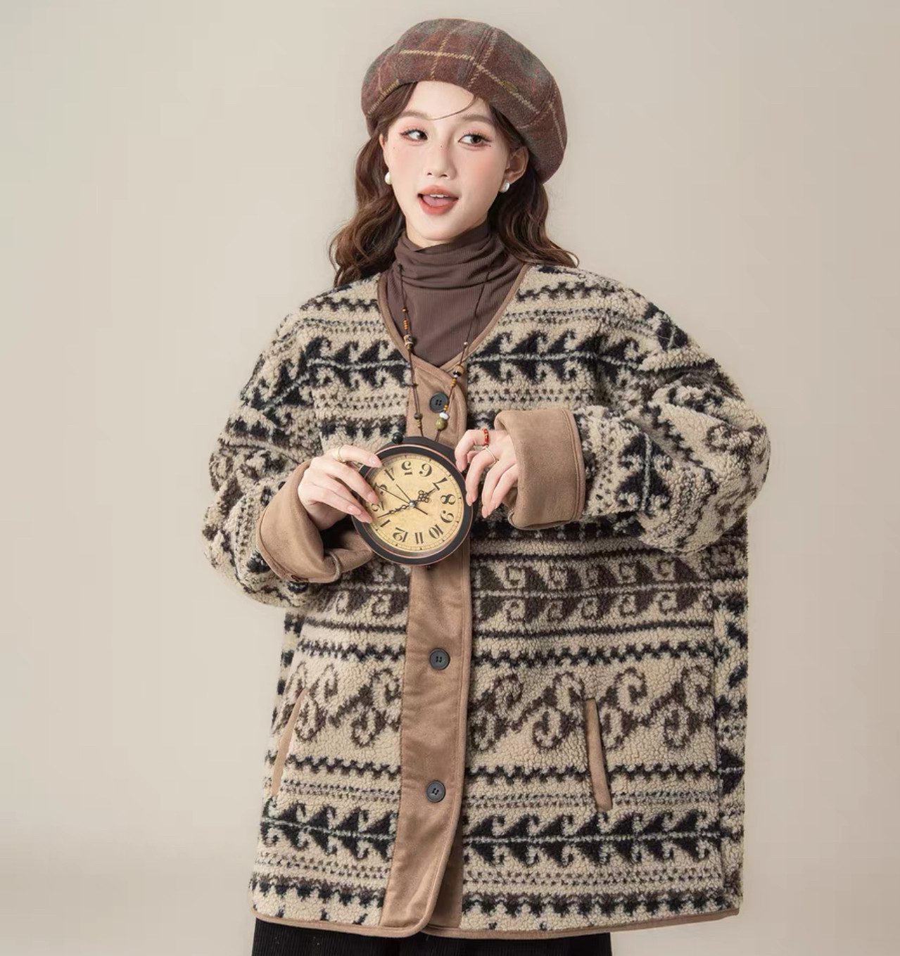 【冬支度新作】コート、レディース、 モコモコテディコート、厚手コート、秋冬コート、個性的、防寒対策