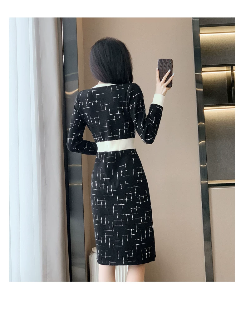 カーディガン トレーナー コート ジャケット 裏起毛 秋冬黒ふわふわ裏起毛ニットフード付きロングコート 受注制作 通勤