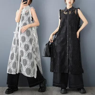 大きいサイズ ノースリーブ　ベスト　レース　レディース 春夏　 新品 ジレ 5,235円