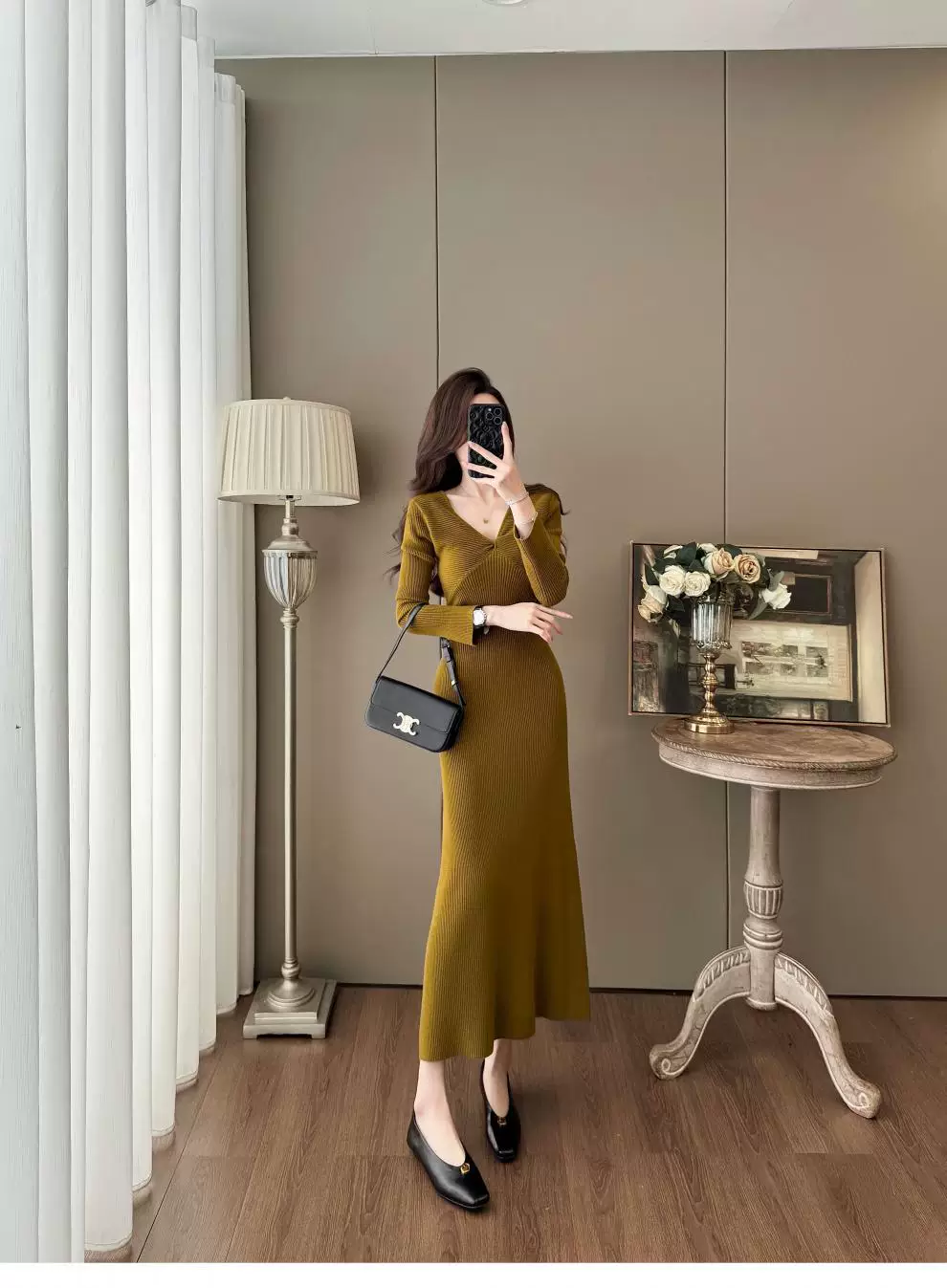 カーディガン トレーナー コート ジャケット 裏起毛 秋冬黒ふわふわ裏起毛ニットフード付きロングコート 受注制作 通勤