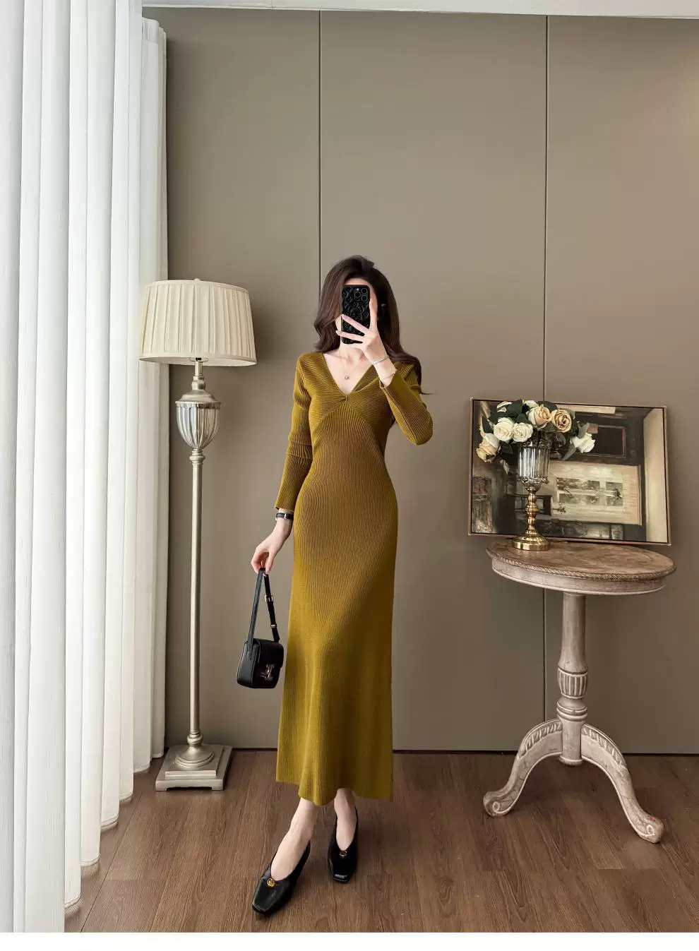 カーディガン トレーナー コート ジャケット 裏起毛 秋冬黒ふわふわ裏起毛ニットフード付きロングコート 受注制作 通勤