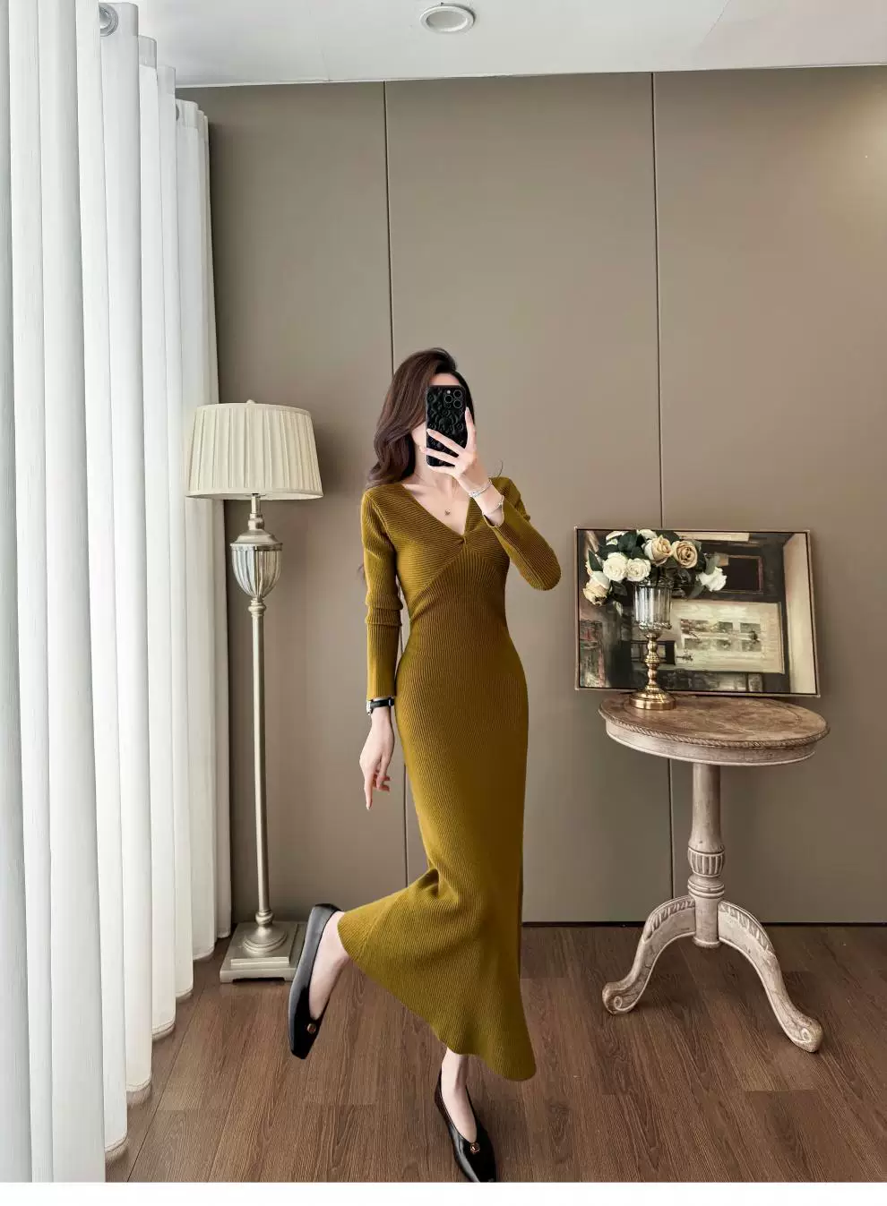 カーディガン トレーナー コート ジャケット 裏起毛 秋冬黒ふわふわ裏起毛ニットフード付きロングコート 受注制作 通勤