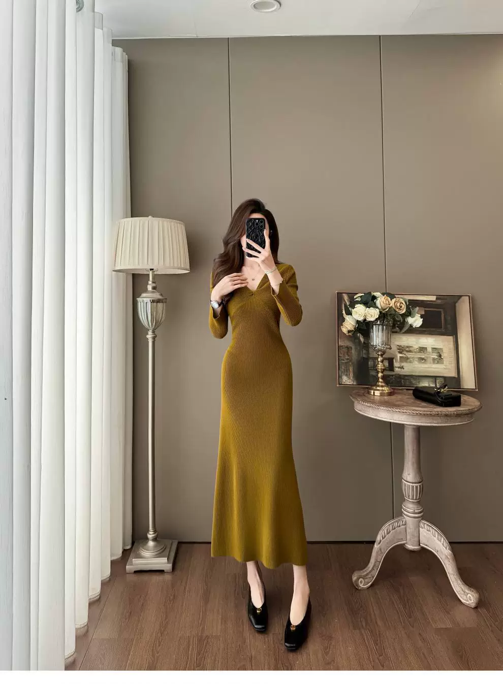 カーディガン トレーナー コート ジャケット 裏起毛 秋冬黒ふわふわ裏起毛ニットフード付きロングコート 受注制作 通勤