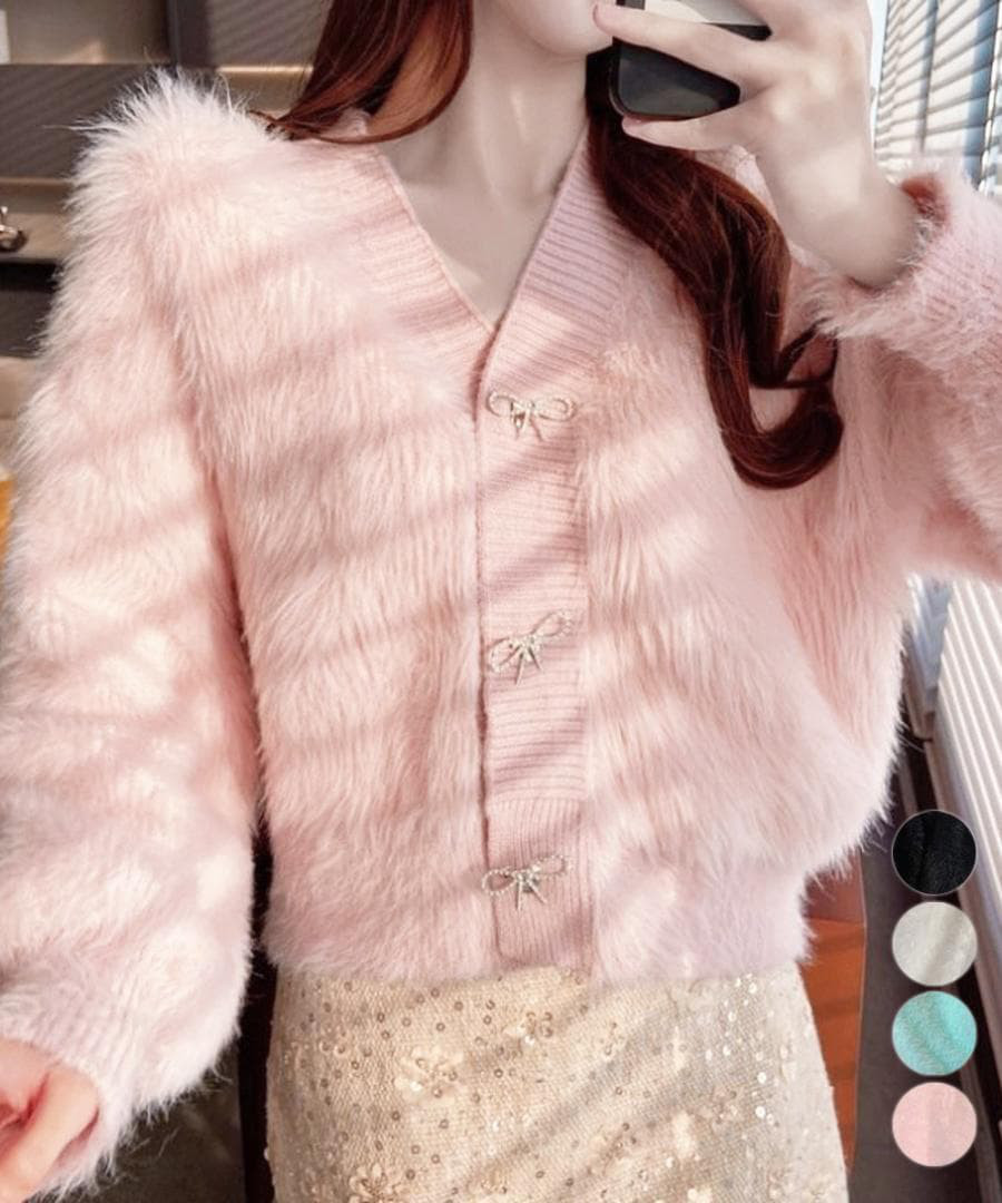 レディース 秋冬　春　新品 長袖　韓国風　トップス　モヘア　シャギー　ニット