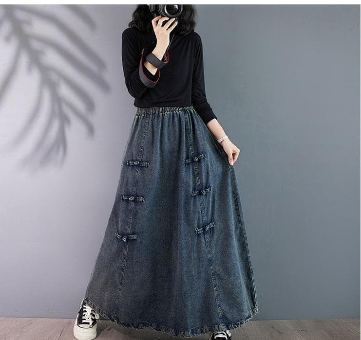 デニム　スカート　ロング　大きいサイズ レディース 秋冬　春 新品 ウエストゴム