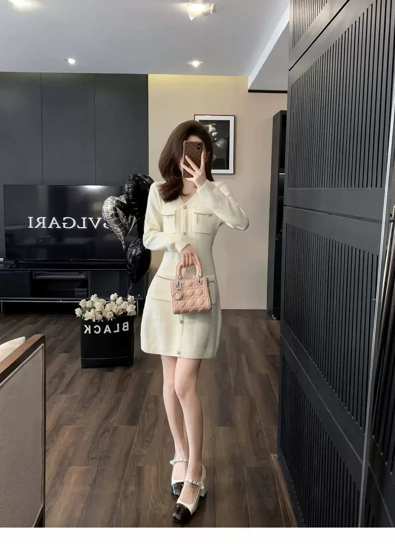 カーディガン トレーナー コート ジャケット 裏起毛 秋冬黒ふわふわ裏起毛ニットフード付きロングコート 受注制作 通勤