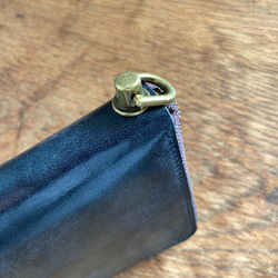 手縫い牛ヌメ革トートバッグA4横 ターコイズブルー（キーホルダー付き