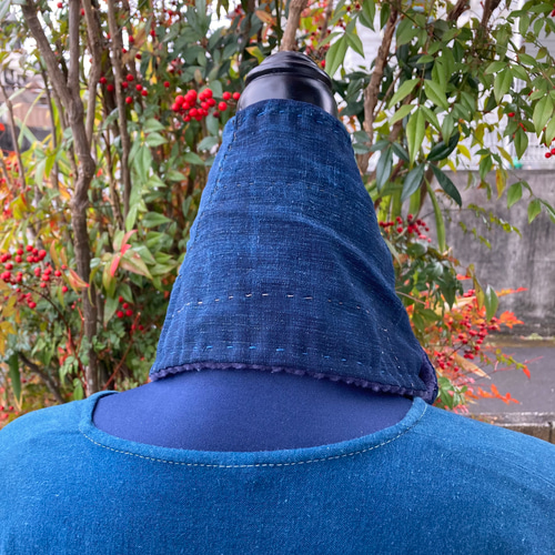 A88 襤褸 マフラー 古布 リメイク スヌード ストール 藍染 藍染め