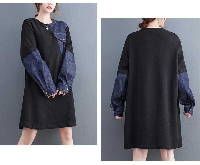 大きいサイズ 異素材　ワンピース　デニム　レディース 秋冬　春 新品 長袖