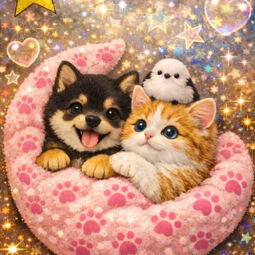 子猫とわんちゃん10パネル 生地 miniパネル 通販 20273209