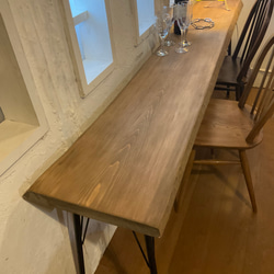 サイズ約W1750×D460】カウンターテーブル アンティーク風ダイニング