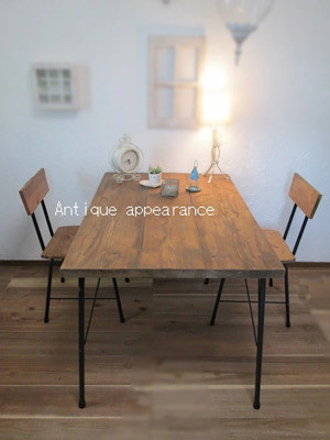 【サイズ約W1700奥行きD700】アンティーク風ダイニングテーブル・鉄脚アイアン　テーブル
