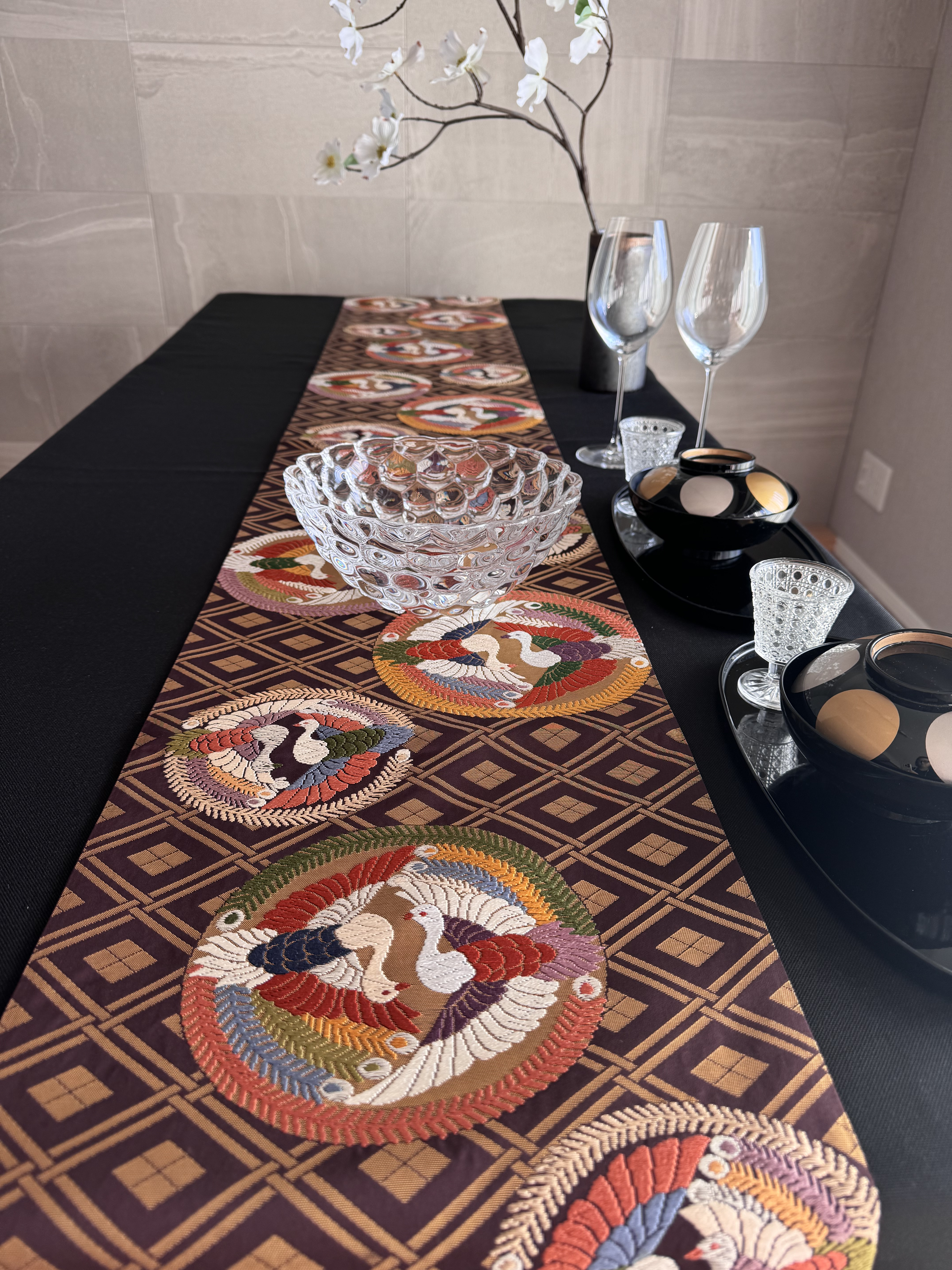 ︎◼︎C1268◼︎オーダー品 高級袋帯 正絹 向かい鳥 菱 唐織(〜260cm)