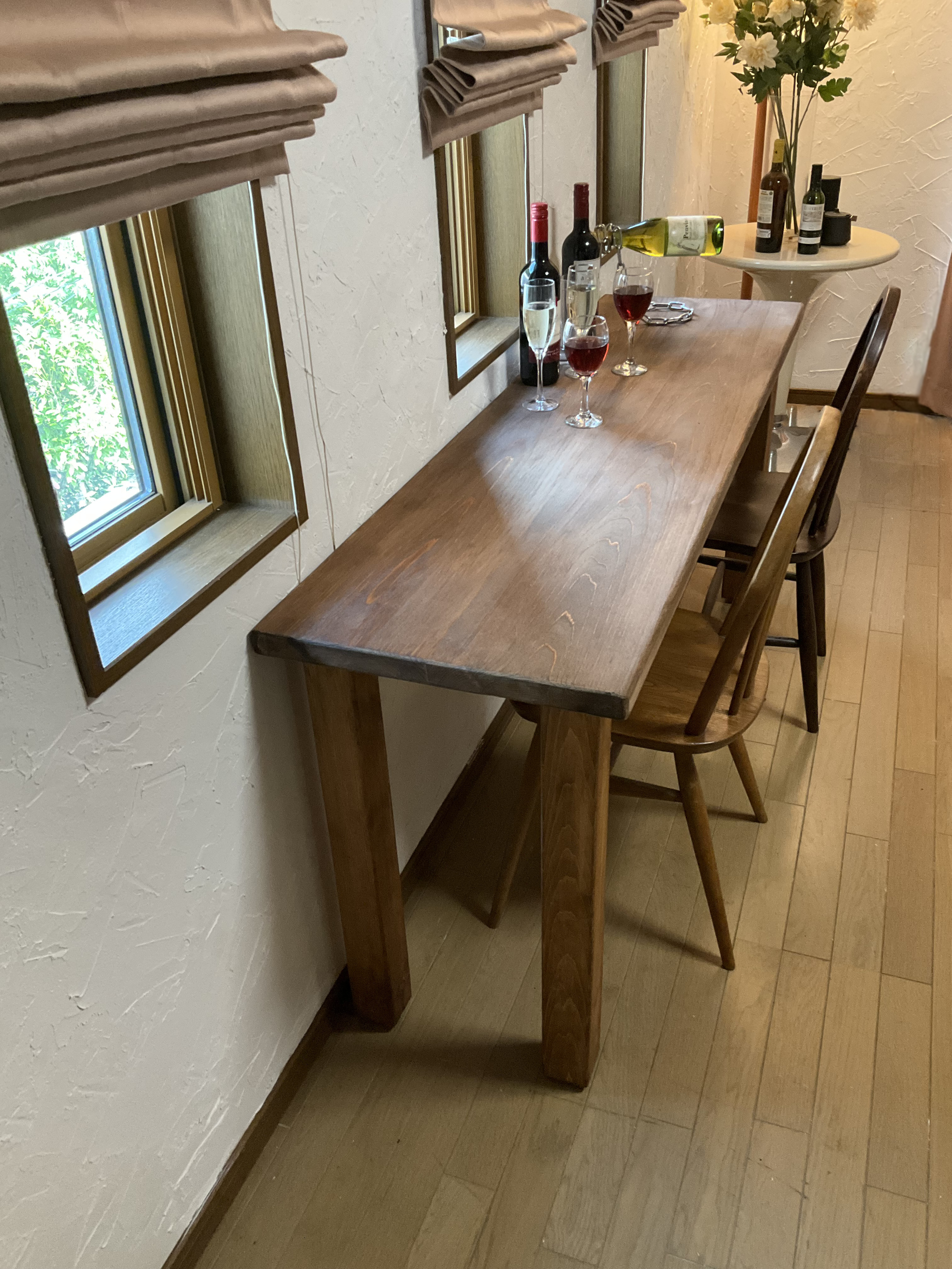 ヒノキ1600角足ひのき天板奥行約46㎝　カウンターテーブル　　ダイニングテーブル　カウンターテーブル