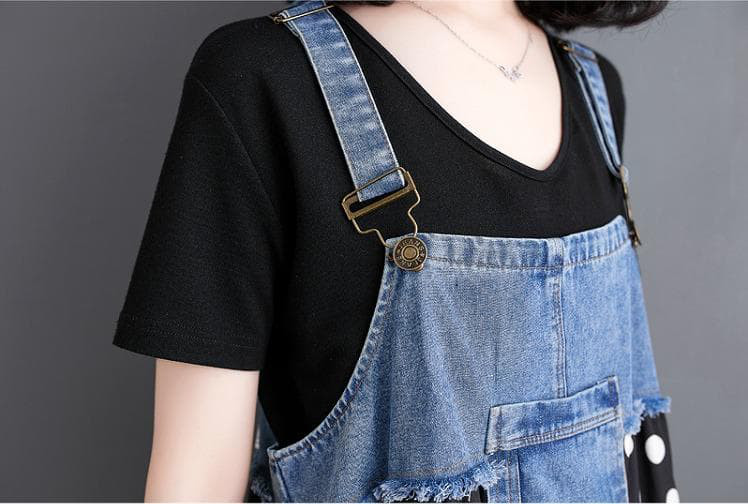 大きいサイズ サロペット　レディース ドット　ワンピース春夏 新品　ロング