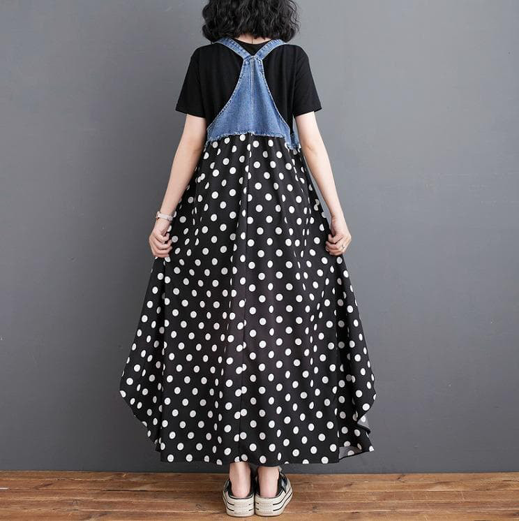 大きいサイズ サロペット　レディース ドット　ワンピース春夏 新品　ロング