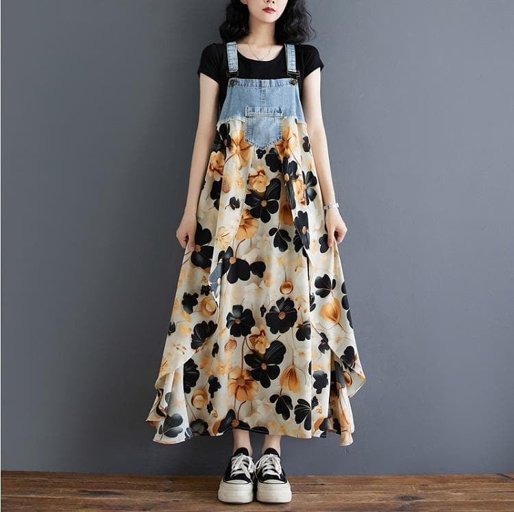 大きいサイズ サロペット　レディース ワンピース春夏 新品 花柄　ロング 4,784円