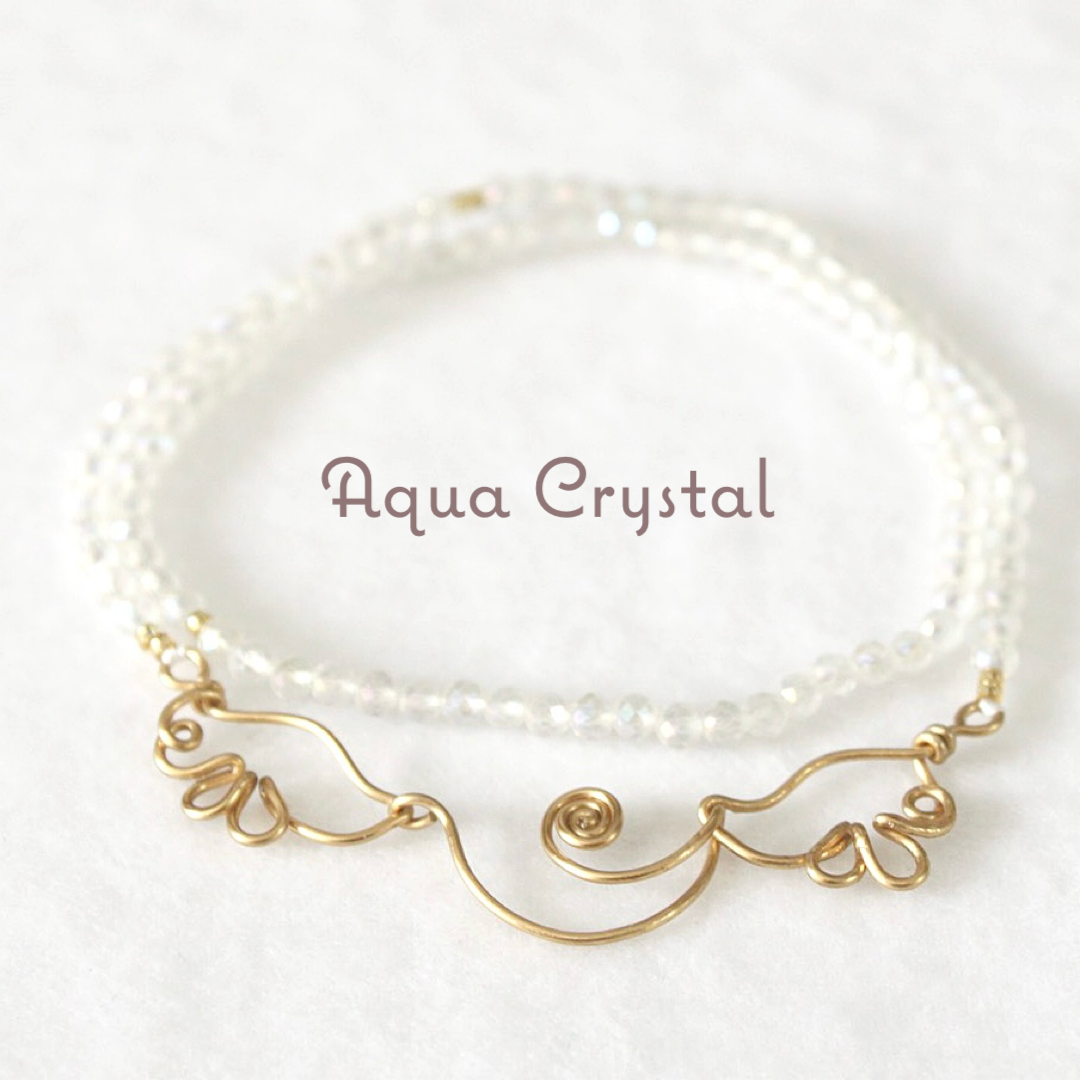 【天使の抱擁】アクアクリスタルのチョーカー＆ブレスレット【2way】