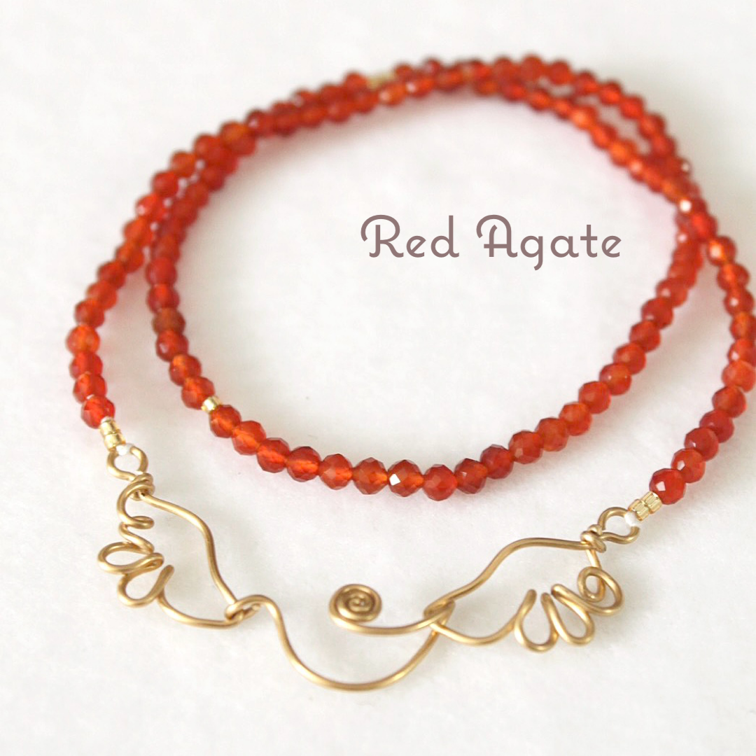 【天使の抱擁】レッドアゲートのチョーカー＆ブレスレット【2way】