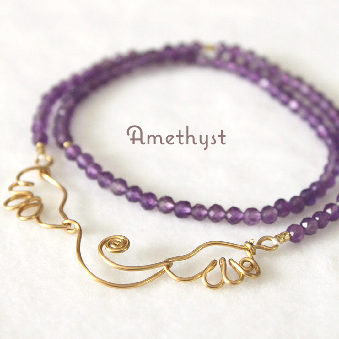 【天使の抱擁】アメジストのチョーカー＆ブレスレット【2way】