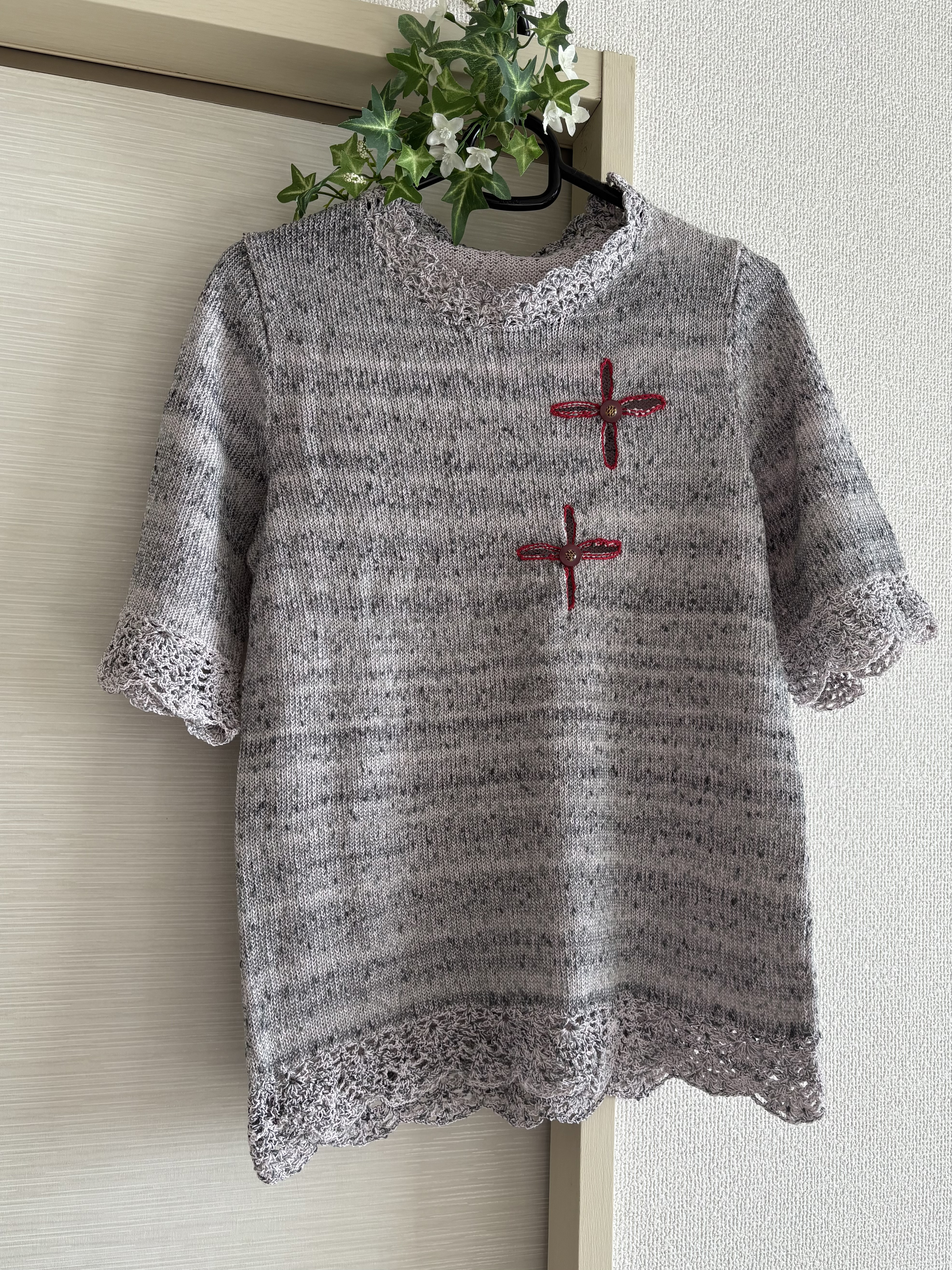 機械編み　summerセーター　モダンデザイン