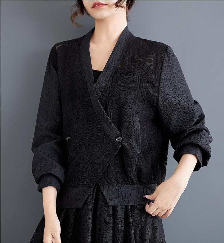 大きいサイズ ジャケット　レース　花柄　シアー　レディース 秋冬　春 新品 長袖